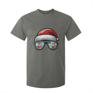 Funny Santa Sunglasses T Shirt For Kid Beach Christmas Vacation Graphic TS12 Military Green Print Your Wear