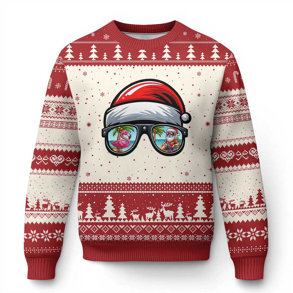 Funny Santa Sunglasses Ugly Christmas Sweater Beach Christmas Vacation Graphic TS12 Beige Red Print Your Wear