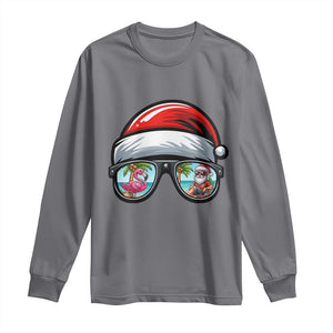 Funny Santa Sunglasses Long Sleeve Shirt Beach Christmas Vacation Graphic TS12 Charcoal Print Your Wear