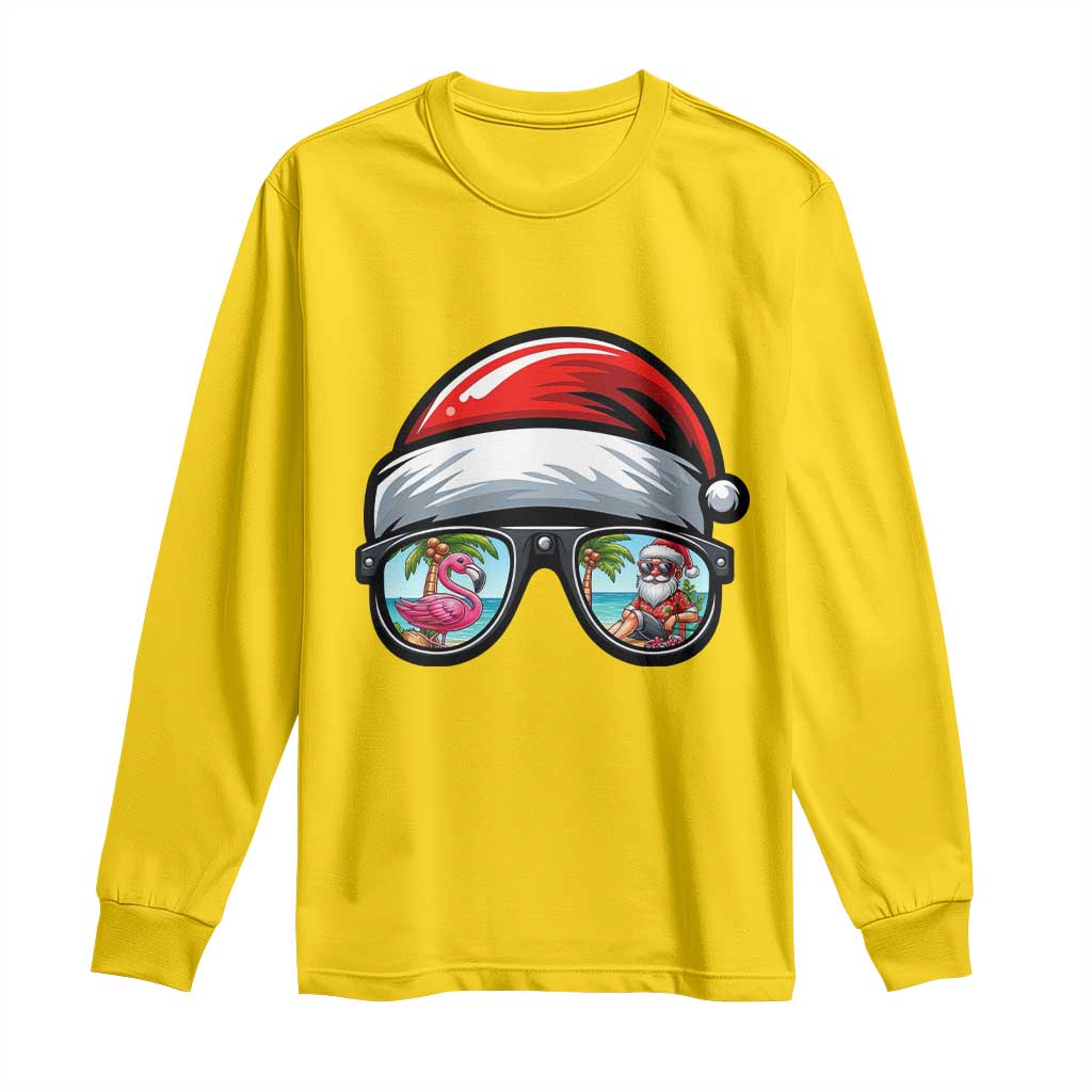 Funny Santa Sunglasses Long Sleeve Shirt Beach Christmas Vacation Graphic TS12 Daisy Print Your Wear