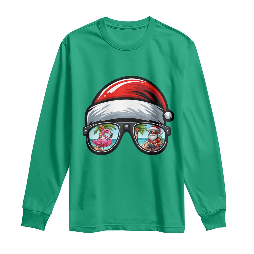 Funny Santa Sunglasses Long Sleeve Shirt Beach Christmas Vacation Graphic TS12 Irish Green Print Your Wear