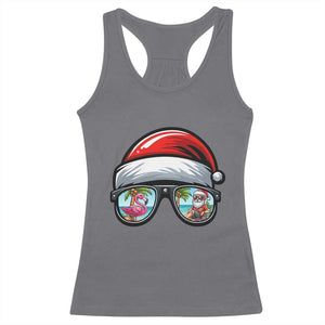 Funny Santa Sunglasses Racerback Tank Top Beach Christmas Vacation Graphic TS12 Charcoal Print Your Wear