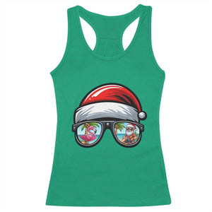 Funny Santa Sunglasses Racerback Tank Top Beach Christmas Vacation Graphic TS12 Irish Green Print Your Wear