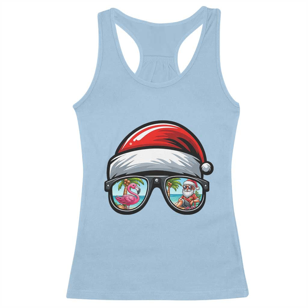 Funny Santa Sunglasses Racerback Tank Top Beach Christmas Vacation Graphic TS12 Light Blue Print Your Wear