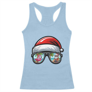 Funny Santa Sunglasses Racerback Tank Top Beach Christmas Vacation Graphic TS12 Light Blue Print Your Wear
