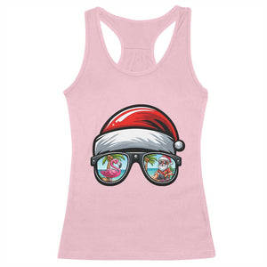 Funny Santa Sunglasses Racerback Tank Top Beach Christmas Vacation Graphic TS12 Light Pink Print Your Wear