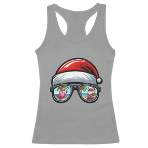 Funny Santa Sunglasses Racerback Tank Top Beach Christmas Vacation Graphic TS12 Sport Gray Print Your Wear