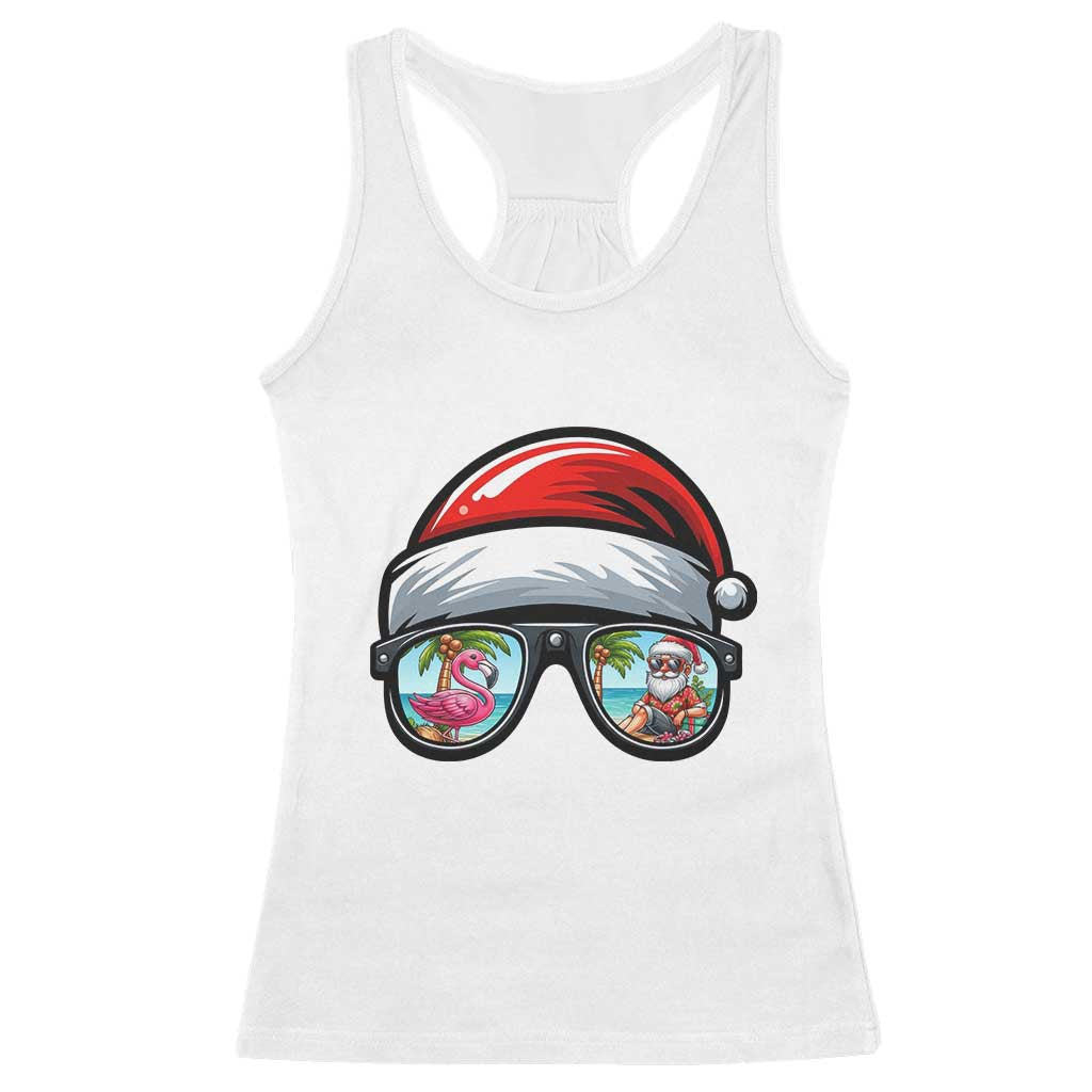 Funny Santa Sunglasses Racerback Tank Top Beach Christmas Vacation Graphic TS12 White Print Your Wear