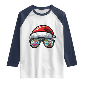 Funny Santa Sunglasses Raglan Shirt Beach Christmas Vacation Graphic
