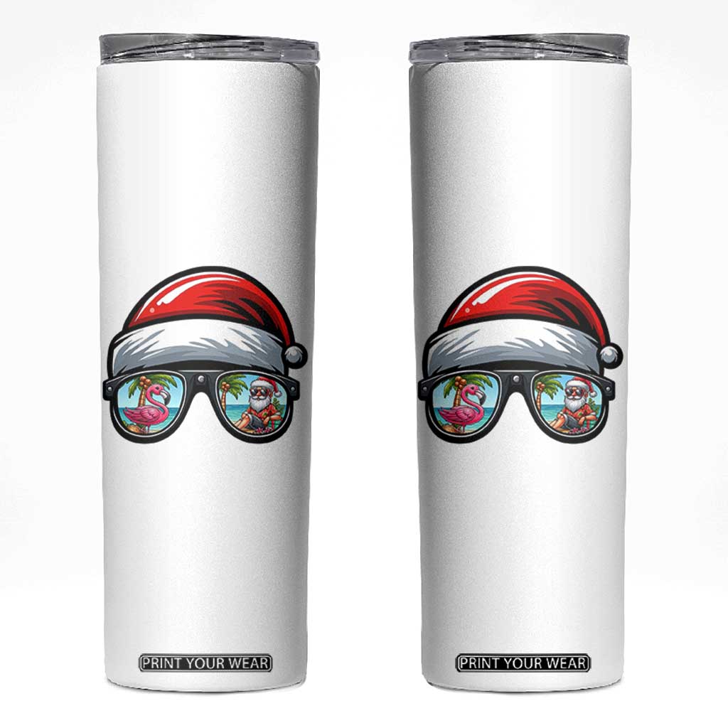 Funny Santa Sunglasses Skinny Tumbler Beach Christmas Vacation Graphic TS12 White Print Your Wear