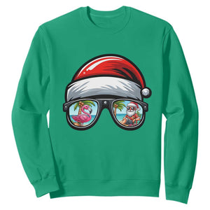 Funny Santa Sunglasses Sweatshirt Beach Christmas Vacation Graphic