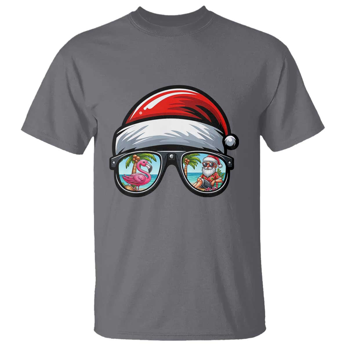 Funny Santa Sunglasses T Shirt Beach Christmas Vacation Graphic TS12 Charcoal Print Your Wear