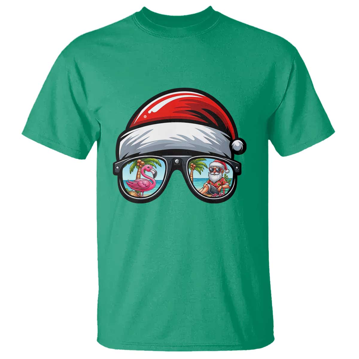 Funny Santa Sunglasses T Shirt Beach Christmas Vacation Graphic TS12 Irish Green Print Your Wear
