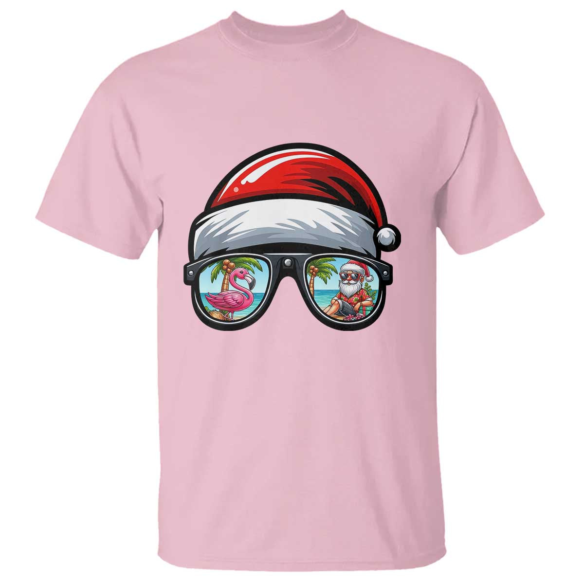 Funny Santa Sunglasses T Shirt Beach Christmas Vacation Graphic TS12 Light Pink Print Your Wear