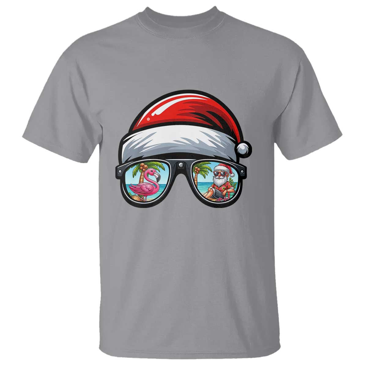 Funny Santa Sunglasses T Shirt Beach Christmas Vacation Graphic TS12 Sport Gray Print Your Wear