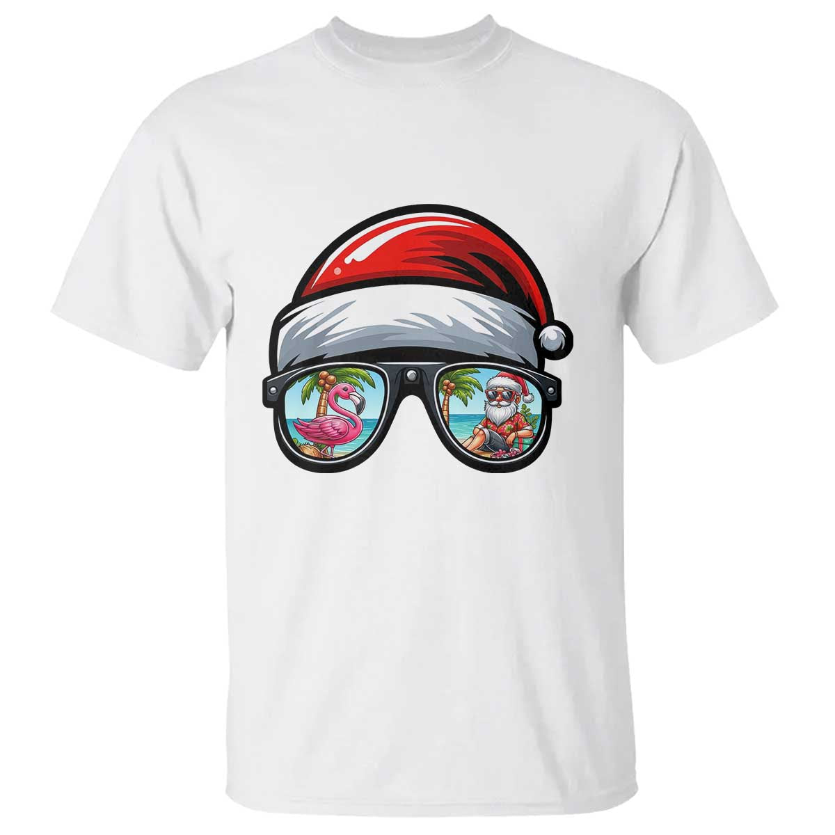 Funny Santa Sunglasses T Shirt Beach Christmas Vacation Graphic TS12 White Print Your Wear