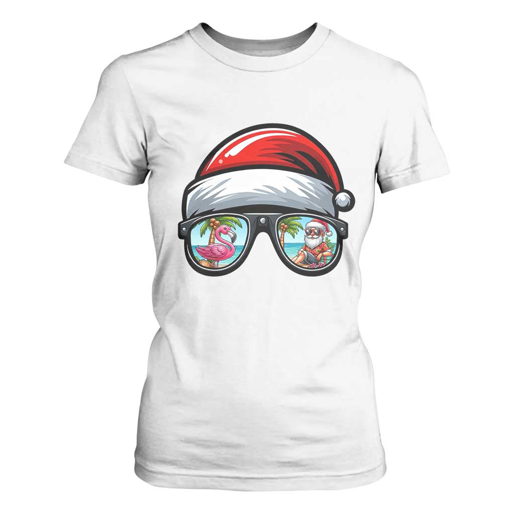 Funny Santa Sunglasses T Shirt For Women Beach Christmas Vacation Graphic TS12 White Print Your Wear