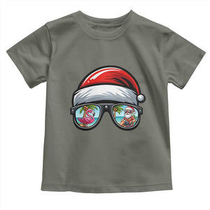 Funny Santa Sunglasses Toddler T Shirt Beach Christmas Vacation Graphic TS12 Military Green Print Your Wear