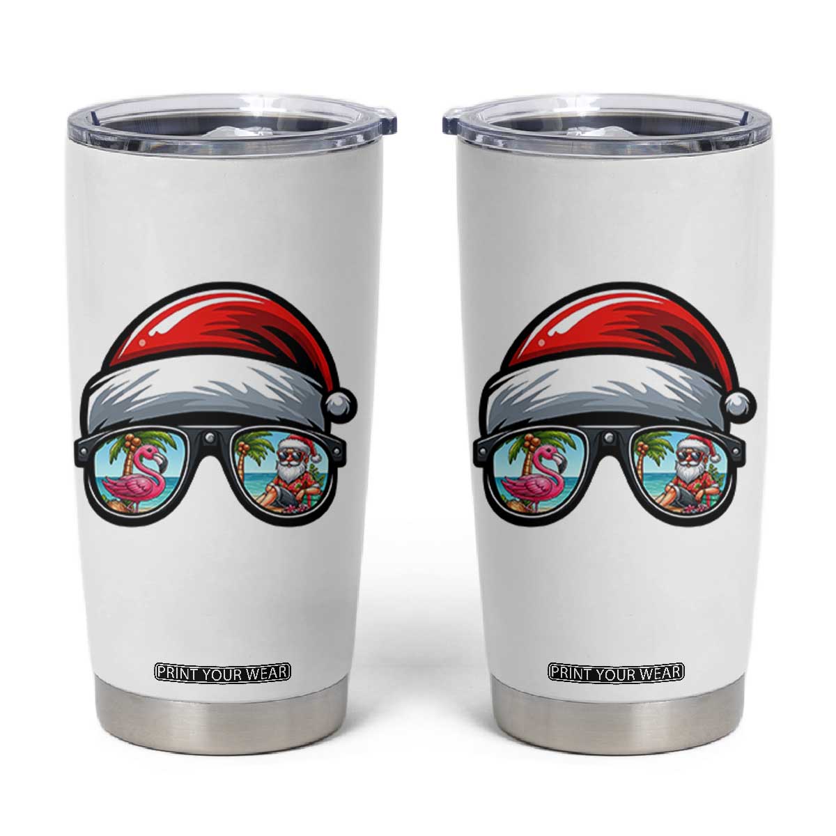 Funny Santa Sunglasses Tumbler Cup Beach Christmas Vacation Graphic TS12 White Print Your Wear