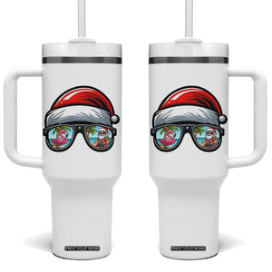Funny Santa Sunglasses Tumbler With Handle Beach Christmas Vacation Graphic TS12 One Size: 40 oz White Print Your Wear