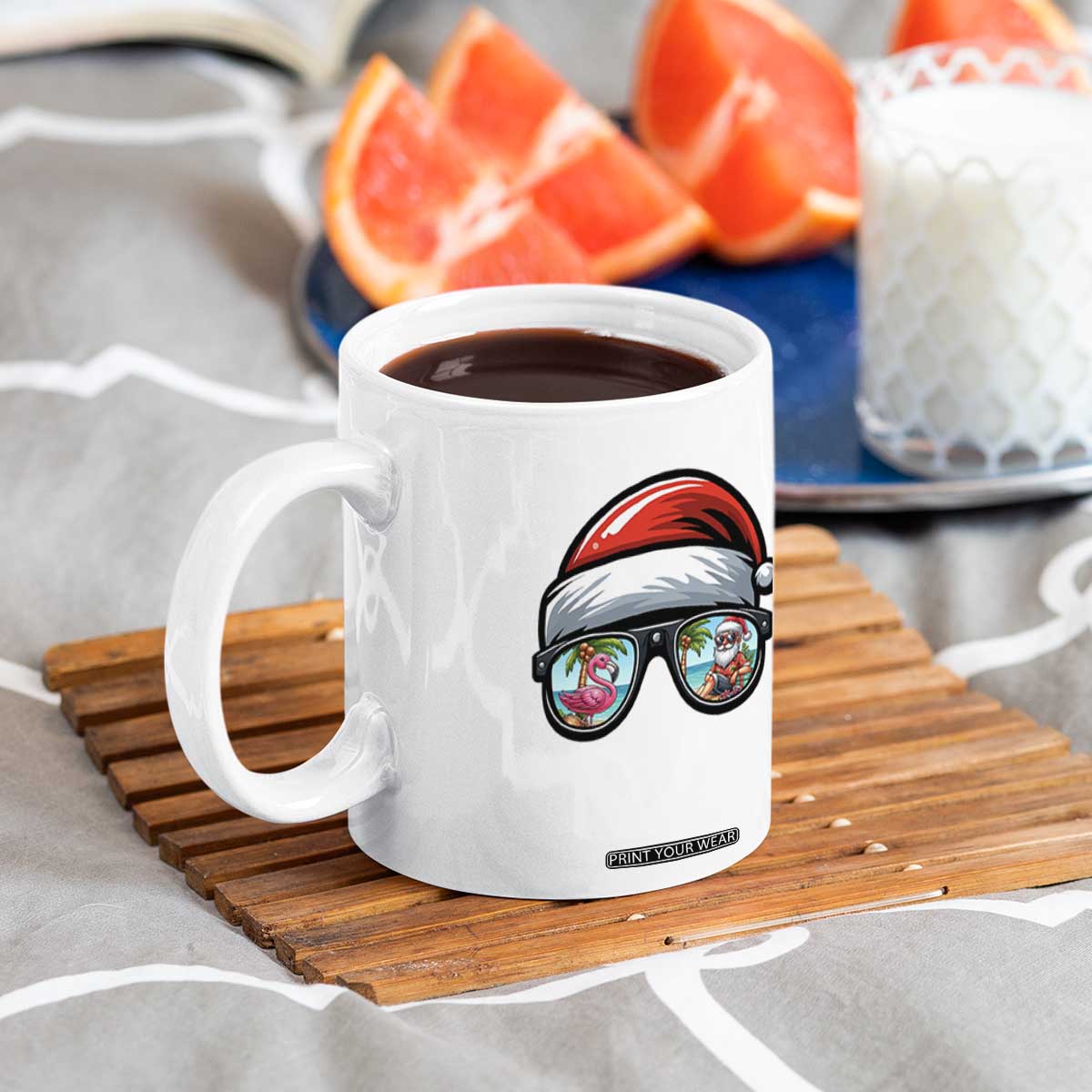 Funny Santa Sunglasses Coffee Mug Beach Christmas Vacation Graphic