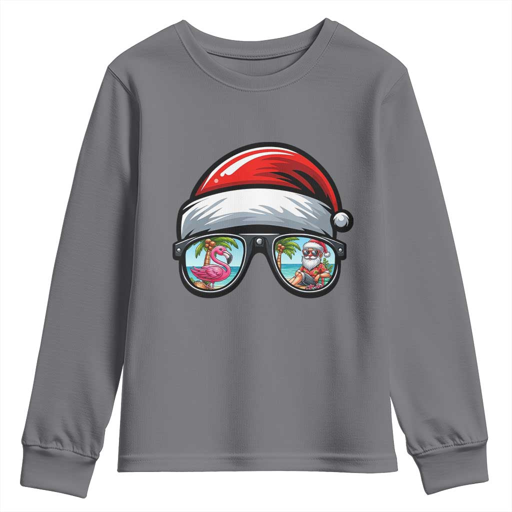 Funny Santa Sunglasses Youth Sweatshirt Beach Christmas Vacation Graphic TS12 Charcoal Print Your Wear