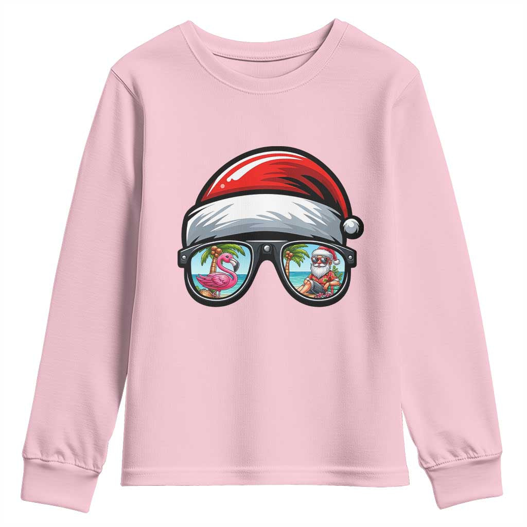 Funny Santa Sunglasses Youth Sweatshirt Beach Christmas Vacation Graphic TS12 Light Pink Print Your Wear