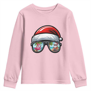 Funny Santa Sunglasses Youth Sweatshirt Beach Christmas Vacation Graphic TS12 Light Pink Print Your Wear
