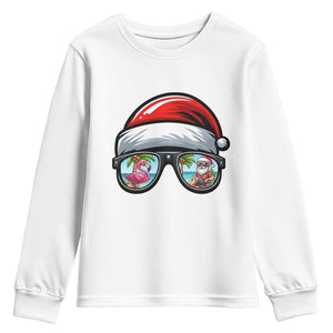Funny Santa Sunglasses Youth Sweatshirt Beach Christmas Vacation Graphic TS12 White Print Your Wear