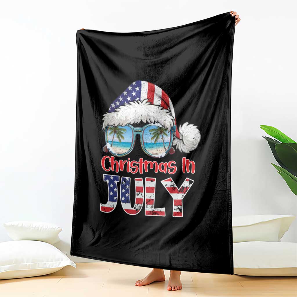 Christmas In July Throw Blanket Patriotic USA Sunglasses Graphic TS12 Print Your Wear