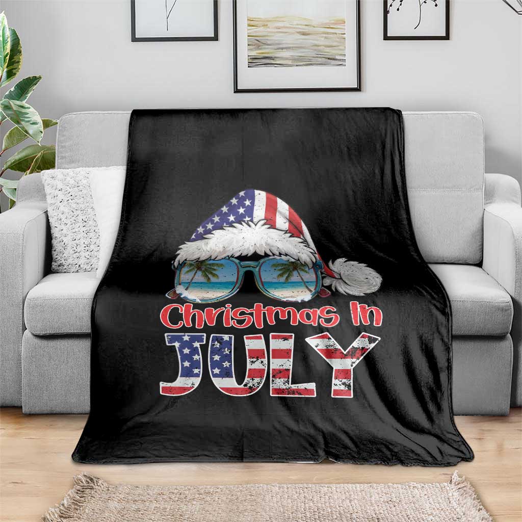Christmas In July Throw Blanket Patriotic USA Sunglasses Graphic TS12 Print Your Wear