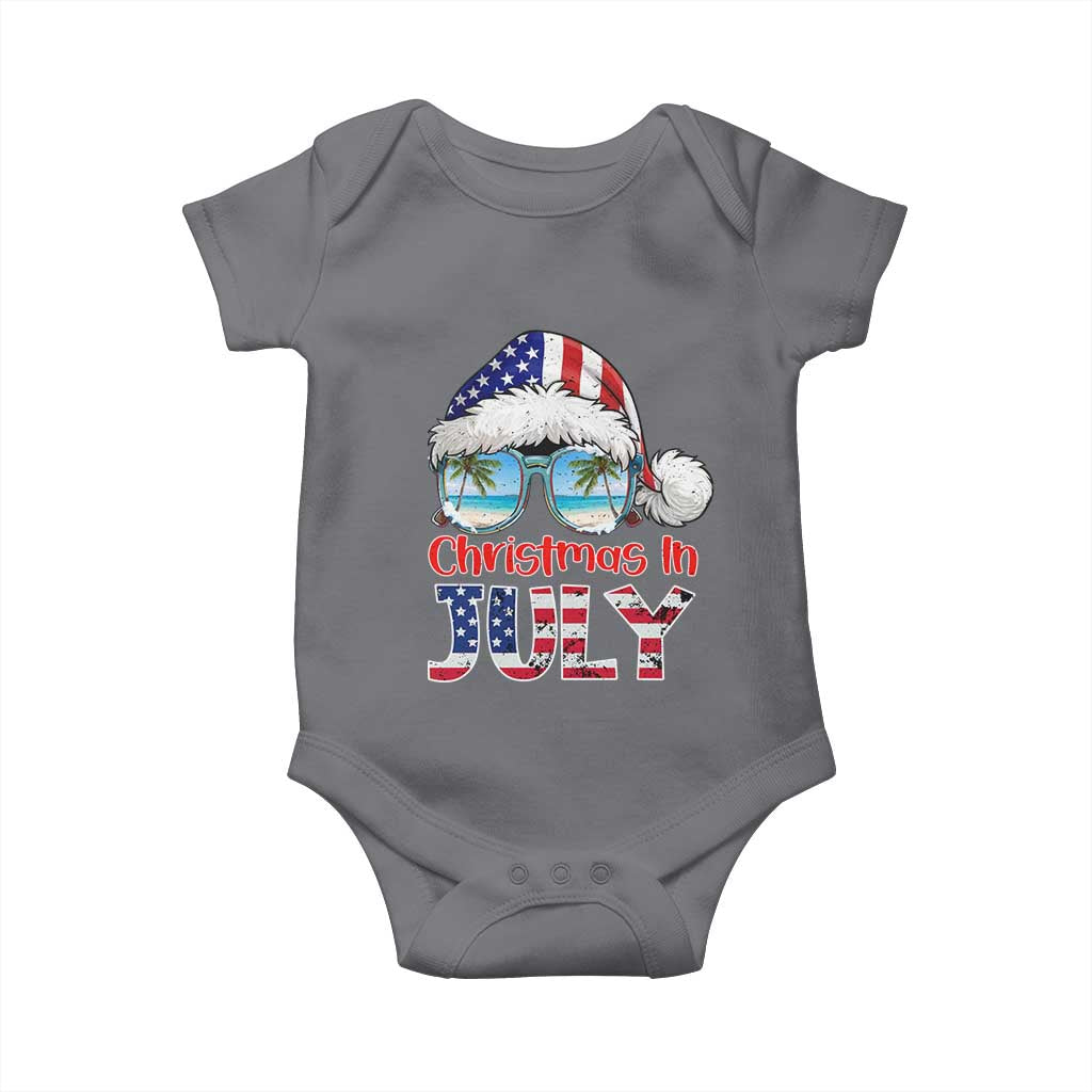 Christmas In July Baby Onesie Patriotic USA Sunglasses Graphic TS12 Charcoal Print Your Wear