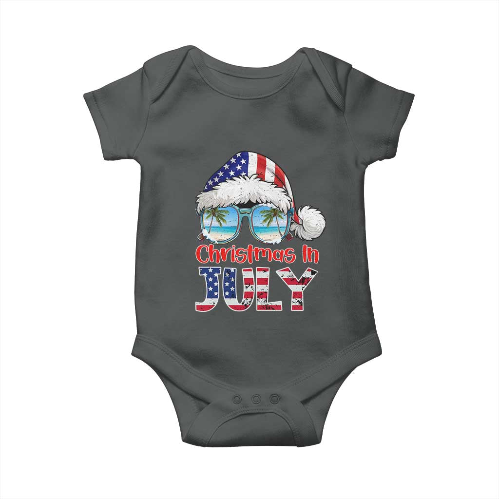 Christmas In July Baby Onesie Patriotic USA Sunglasses Graphic TS12 Dark Heather Print Your Wear