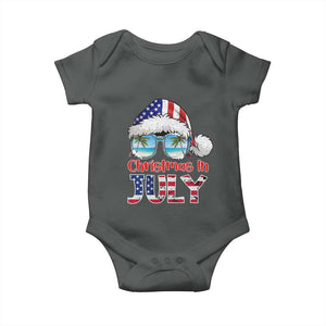 Christmas In July Baby Onesie Patriotic USA Sunglasses Graphic TS12 Dark Heather Print Your Wear