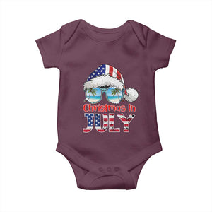 Christmas In July Baby Onesie Patriotic USA Sunglasses Graphic TS12 Maroon Print Your Wear