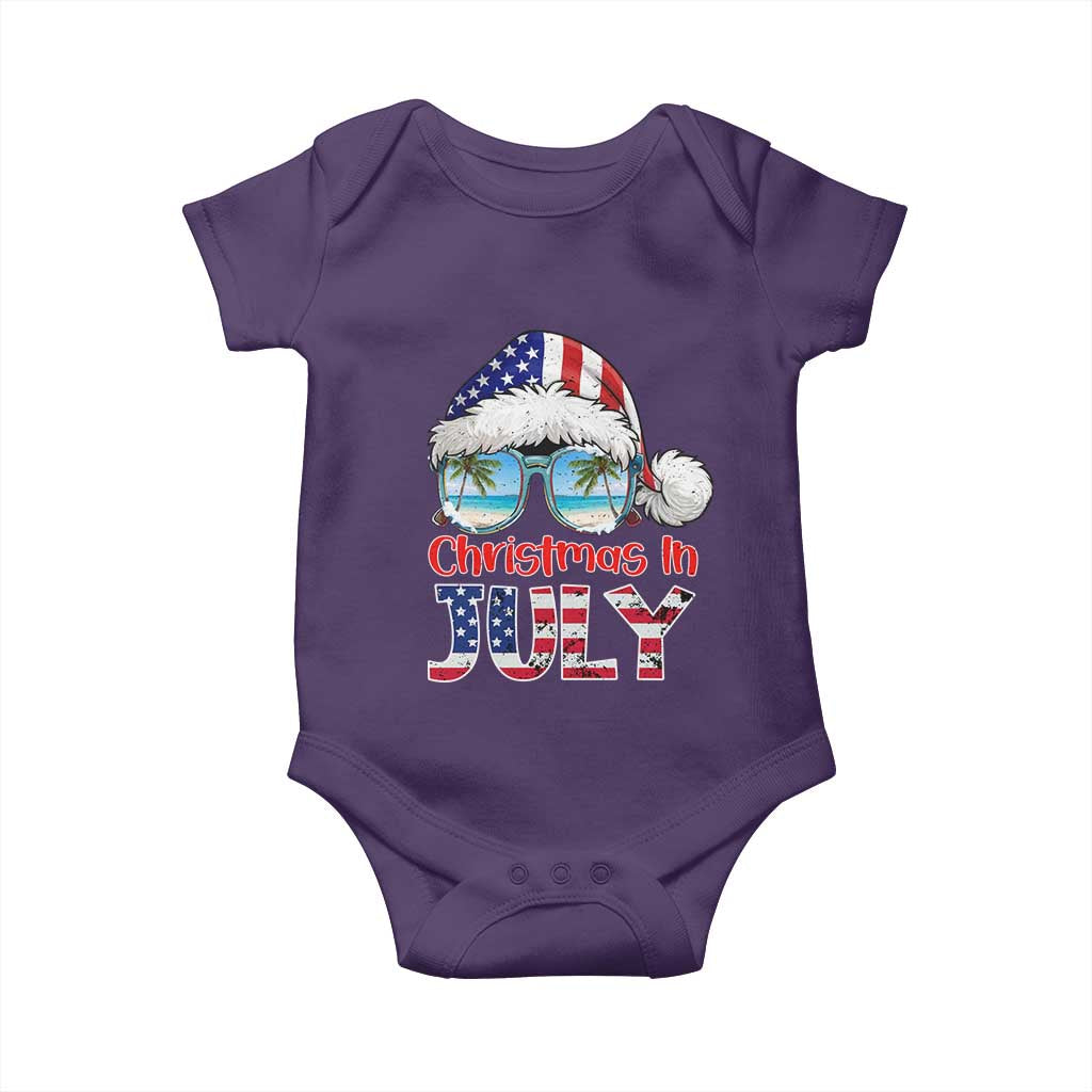 Christmas In July Baby Onesie Patriotic USA Sunglasses Graphic TS12 Purple Print Your Wear