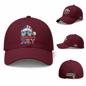Christmas In July Baseball Cap Patriotic USA Sunglasses Graphic TS12 Baseball Cap Universal Fit Maroon Print Your Wear