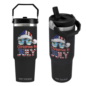 Christmas In July Flip Straw Tumbler Patriotic USA Sunglasses Graphic TS12 One Size: 30 oz Black Print Your Wear
