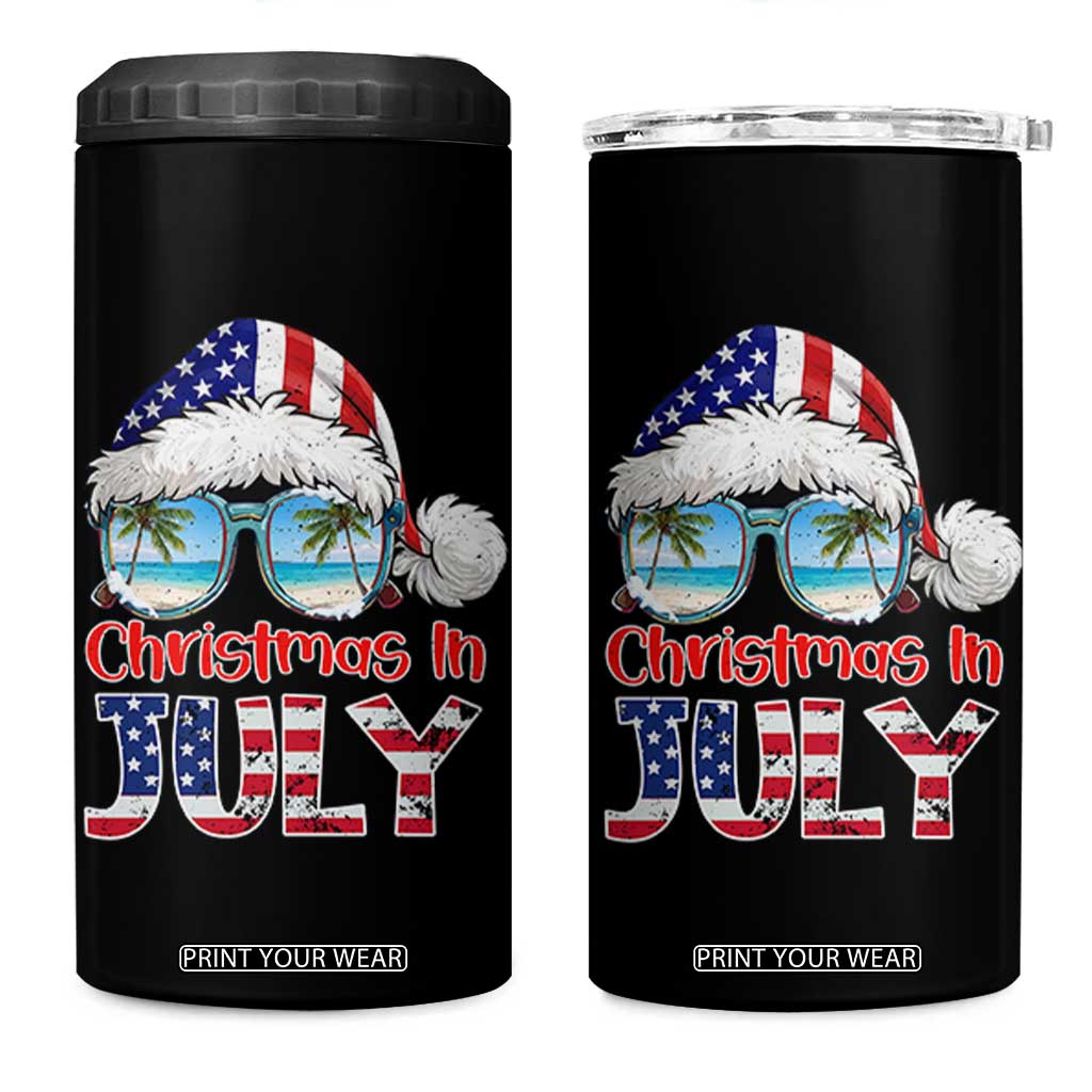 Christmas In July 4 in 1 Can Cooler Tumbler Patriotic USA Sunglasses Graphic TS12 One Size: 16 oz Black Print Your Wear