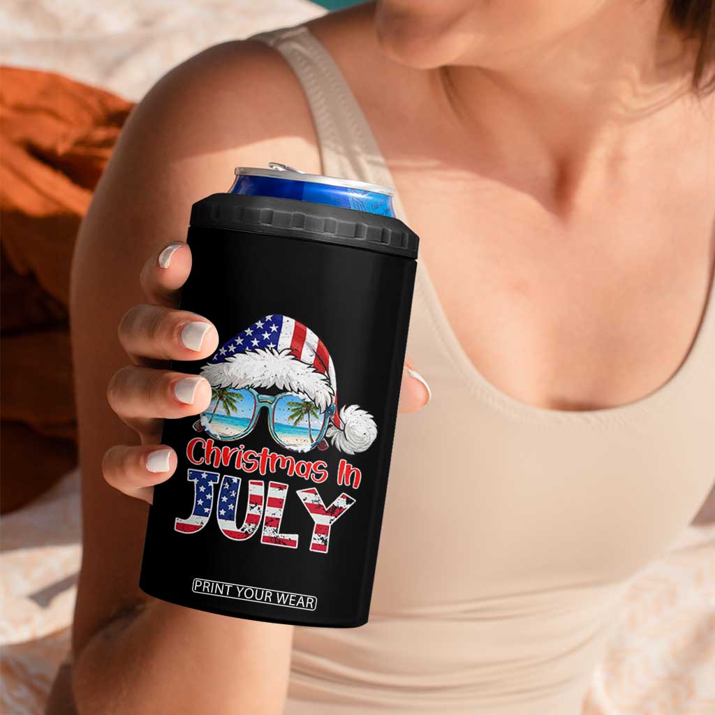 Christmas In July 4 in 1 Can Cooler Tumbler Patriotic USA Sunglasses Graphic TS12 Print Your Wear
