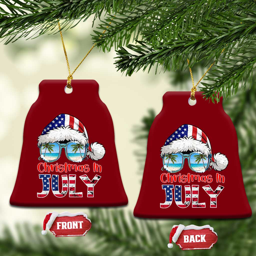 Christmas In July Ceramic Ornament Patriotic USA Sunglasses Graphic TS12 Print Your Wear