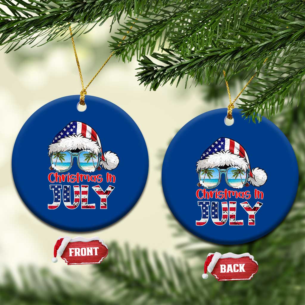 Christmas In July Ceramic Ornament Patriotic USA Sunglasses Graphic TS12 1pc Blue Print Your Wear