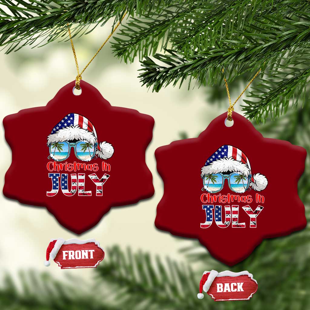 Christmas In July Ceramic Ornament Patriotic USA Sunglasses Graphic TS12 Print Your Wear