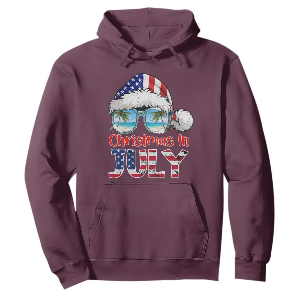 Christmas In July Hoodie Patriotic USA Sunglasses Graphic TS12 Maroon Print Your Wear