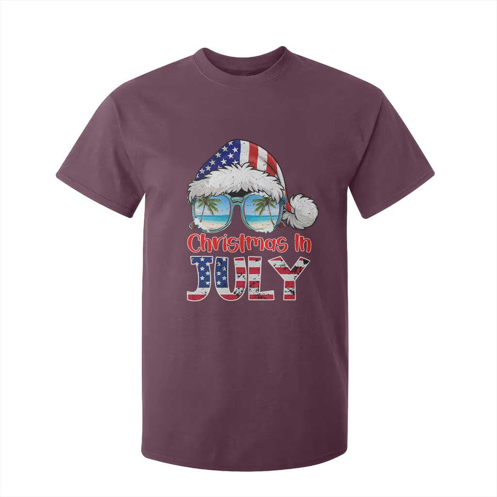 Christmas In July T Shirt For Kid Patriotic USA Sunglasses Graphic TS12 Maroon Print Your Wear