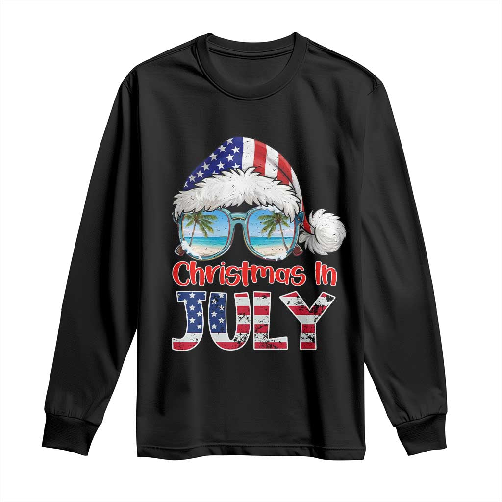 Christmas In July Long Sleeve Shirt Patriotic USA Sunglasses Graphic TS12 Black Print Your Wear