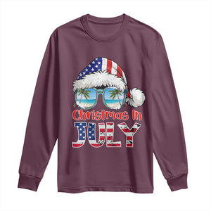 Christmas In July Long Sleeve Shirt Patriotic USA Sunglasses Graphic TS12 Maroon Print Your Wear