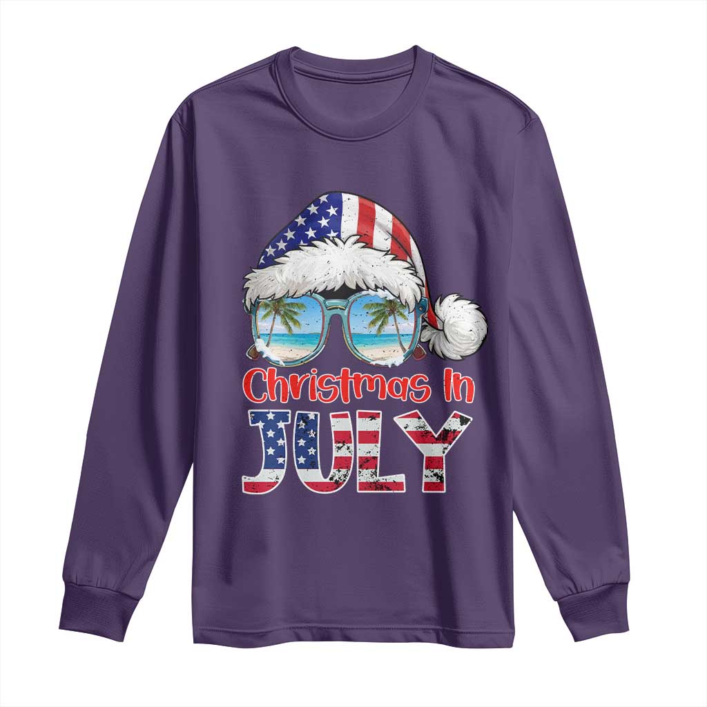 Christmas In July Long Sleeve Shirt Patriotic USA Sunglasses Graphic TS12 Purple Print Your Wear