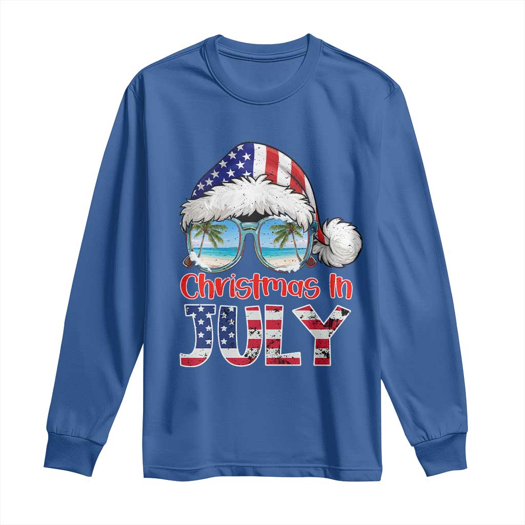 Christmas In July Long Sleeve Shirt Patriotic USA Sunglasses Graphic TS12 Royal Blue Print Your Wear