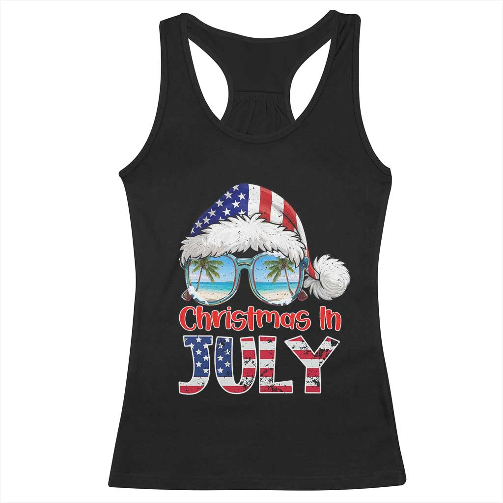 Christmas In July Racerback Tank Top Patriotic USA Sunglasses Graphic TS12 Black Print Your Wear
